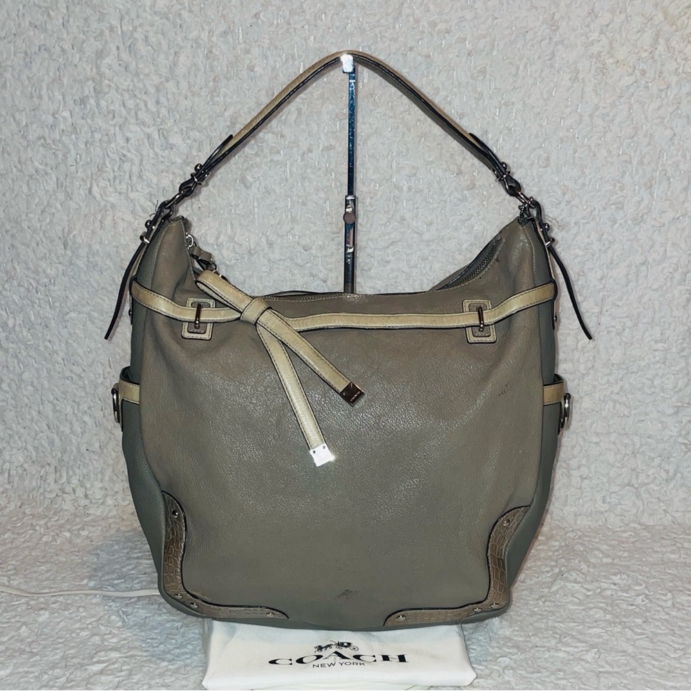 Coach Pinnacle Gray Leather Large Oversized Allie Hobo Shoulder Bag Tote Purse